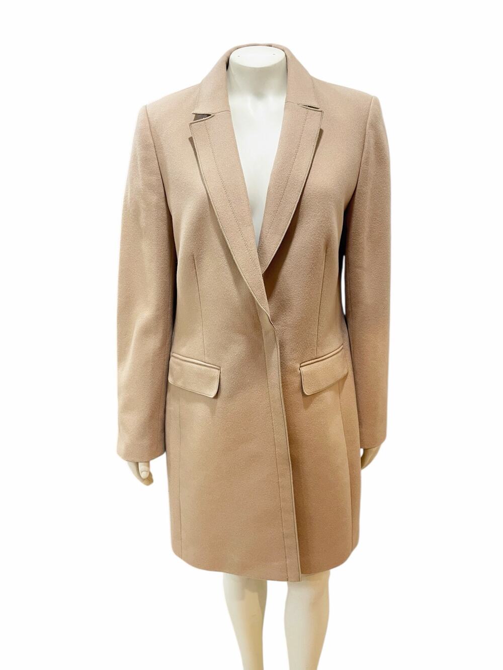 Banana Republic Melton Wool Buttoned Top Pea Coat Camel Sz 10